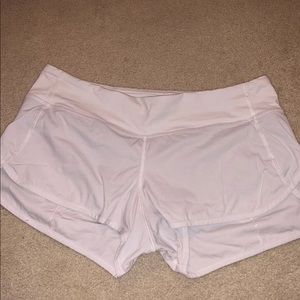 White LuluLemon Speed Shorts